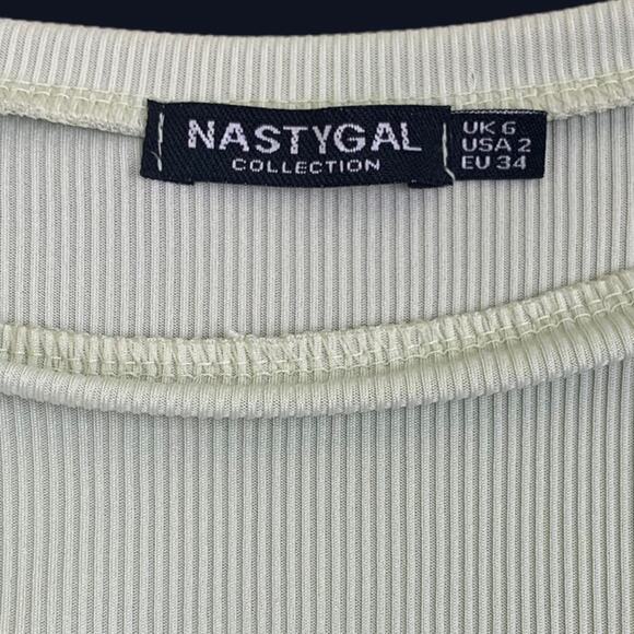 Nasty Gal Long Sleeve Cropped Top Ribbed Mint Green Size US 2 - Picture 3 of 6